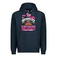 Navy As A Leo Girl I Was Born With My Heart On My Sleeve And A Mouth Premium Hoodie - Jasminsmagicworld