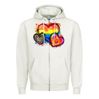 Oatmeal Heather pride hearts Zipper Hoodie - Zillion Design Studio