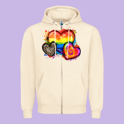 Pride Hearts Zipper Hoodie Designed By Zillion Design Studio