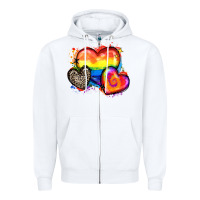 White pride hearts Zipper Hoodie - Zillion Design Studio