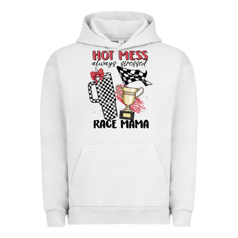Hot Mess Always Stressed Race Mama Urban Hoodie by MaliasSmallBusiness | Teevron