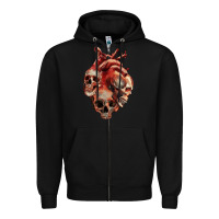 Black Heart Skulls Zipper Hoodie - RanaPortraitStore