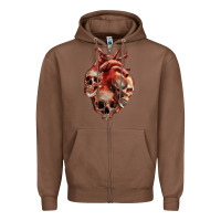 Chestnut Heart Skulls Zipper Hoodie - RanaPortraitStore