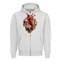 Dove Grey Heart Skulls Zipper Hoodie - RanaPortraitStore