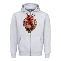 Heart Skulls Zipper Hoodie | Teevron
