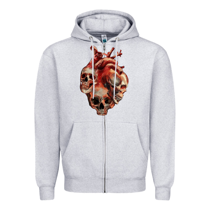 Heart Skulls Zipper Hoodie by RanaPortraitStore | Teevron