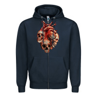 Navy Heart Skulls Zipper Hoodie - RanaPortraitStore