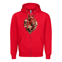 Red Heart Skulls Zipper Hoodie - RanaPortraitStore
