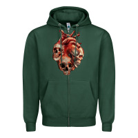 Sports Green Heart Skulls Zipper Hoodie - RanaPortraitStore