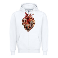 White Heart Skulls Zipper Hoodie - RanaPortraitStore