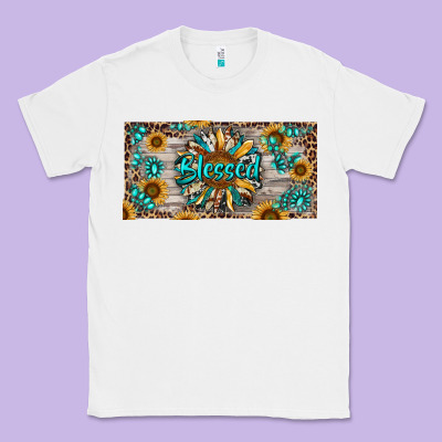 Classic Tee Blessed With Sunflower And Gemstone