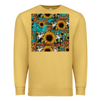 Antique Gold sunflower cowhide mom seamless pattern Premium Sweatshirt - HRA Design Shop