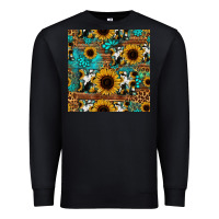 Black sunflower cowhide mom seamless pattern Premium Sweatshirt - HRA Design Shop
