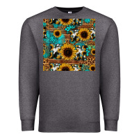 Charcoal Heather sunflower cowhide mom seamless pattern Premium Sweatshirt - HRA Design Shop