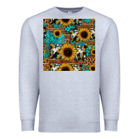 Heather Grey sunflower cowhide mom seamless pattern Premium Sweatshirt - HRA Design Shop