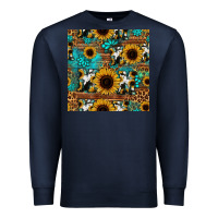 Navy sunflower cowhide mom seamless pattern Premium Sweatshirt - HRA Design Shop