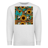 Oatmeal Heather sunflower cowhide mom seamless pattern Premium Sweatshirt - HRA Design Shop