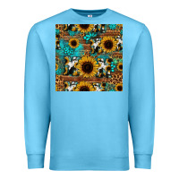 Ocean Blue sunflower cowhide mom seamless pattern Premium Sweatshirt - HRA Design Shop