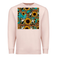 Pale Pink sunflower cowhide mom seamless pattern Premium Sweatshirt - HRA Design Shop