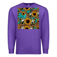 Purple sunflower cowhide mom seamless pattern Premium Sweatshirt - HRA Design Shop