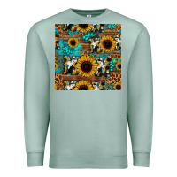 Seafoam sunflower cowhide mom seamless pattern Premium Sweatshirt - HRA Design Shop