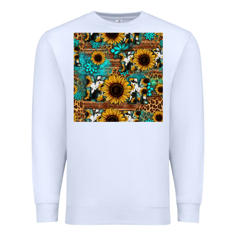 Sunflower Cowhide Mom Seamless Pattern Premium Sweatshirt by HRA Design Shop | Teevron