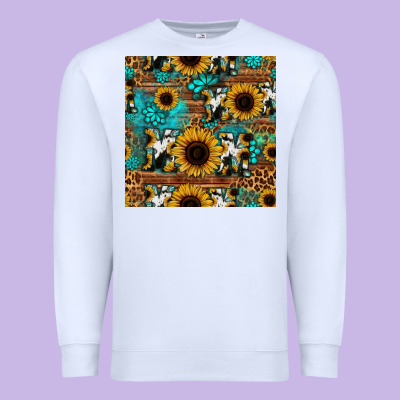 Sunflower Cowhide Mom Seamless Pattern Premium Sweatshirt Designed By Hra Design Shop