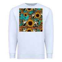 White sunflower cowhide mom seamless pattern Premium Sweatshirt - HRA Design Shop
