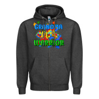 Charcoal Heather grandma of a warrior Zipper Hoodie - Zillion Design Studio