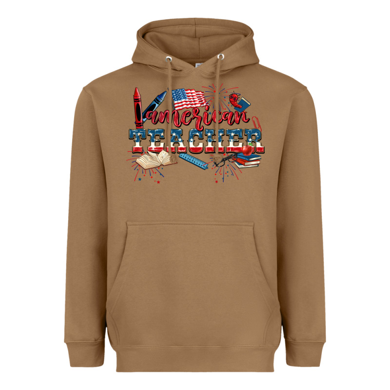 American Teacher 4th Of July Heavyweight Hoodie by CowGirlArtShop | Teevron