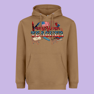 American Teacher 4th Of July Heavyweight Hoodie Designed By Cowgirlartshop