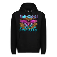 Black Western Anti-Social Butterfly Premium Hoodie - LillyAllenDesigns
