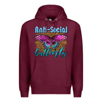 Burgundy Western Anti-Social Butterfly Premium Hoodie - LillyAllenDesigns