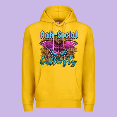 Western Anti-social Butterfly Premium Hoodie Designed By Lillyallendesigns