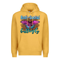Mustard Western Anti-Social Butterfly Premium Hoodie - LillyAllenDesigns