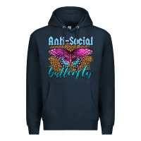 Navy Western Anti-Social Butterfly Premium Hoodie - LillyAllenDesigns