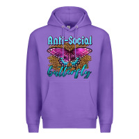 Purple Western Anti-Social Butterfly Premium Hoodie - LillyAllenDesigns