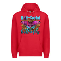 Red Western Anti-Social Butterfly Premium Hoodie - LillyAllenDesigns