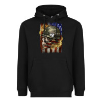 Black Army skull 4th of july Heavyweight Hoodie - CowGirlArtShop