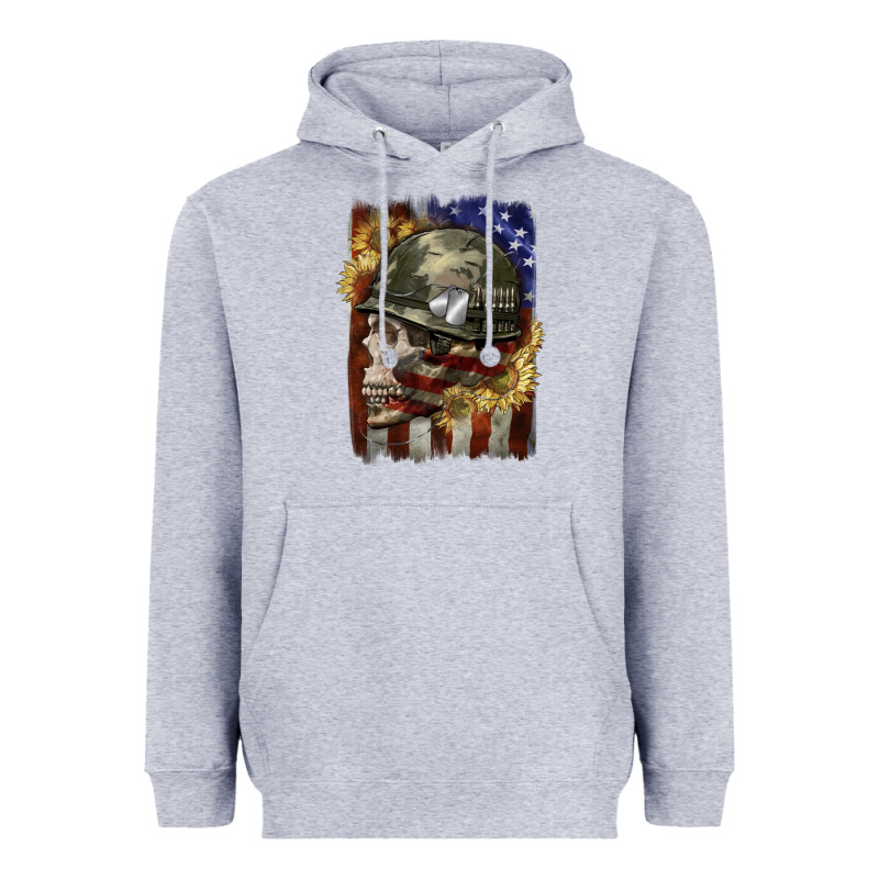 Army Skull 4th Of July Heavyweight Hoodie by CowGirlArtShop | Teevron