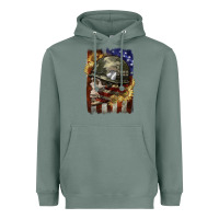 Sage Army skull 4th of july Heavyweight Hoodie - CowGirlArtShop