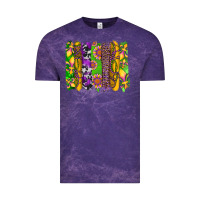 Cloud Purple mardi gras sunflower fleur de lis leopard cowhide brushstrokes Vintage Tee - Artiststas