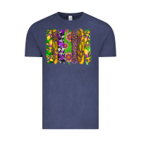 Vintage Denim mardi gras sunflower fleur de lis leopard cowhide brushstrokes Vintage Tee - Artiststas