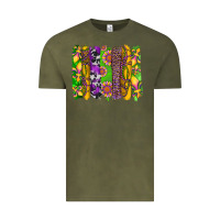 Vintage Olive mardi gras sunflower fleur de lis leopard cowhide brushstrokes Vintage Tee - Artiststas