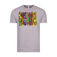 Mardi Gras Sunflower Fleur De Lis Leopard Cowhide Brushstrokes Vintage Tee | Teevron