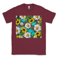 Burgundy Daisy and sunflower Classic Tee - RanaPortraitStore