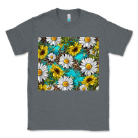 Charcoal Heather Daisy and sunflower Classic Tee - RanaPortraitStore