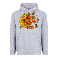 Heather Grey sunflower and autumn leaves Heavyweight Hoodie - HRA Design Shop