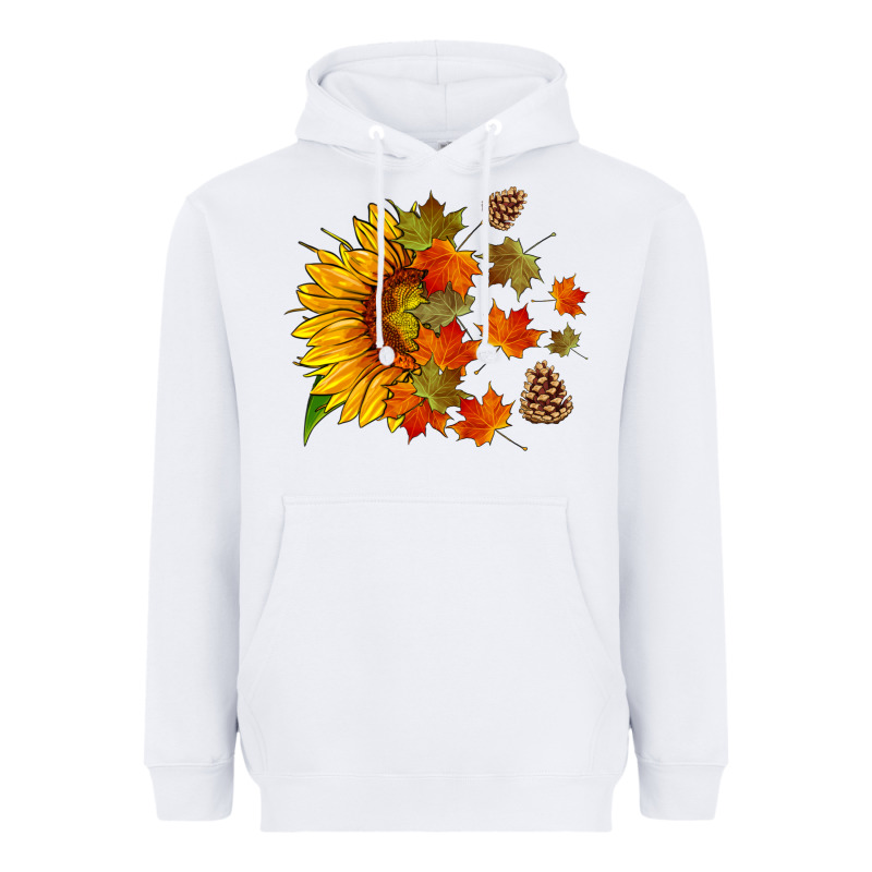 Sunflower And Autumn Leaves Heavyweight Hoodie by HRA Design Shop | Teevron