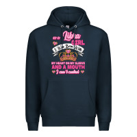 Navy As A Libra Girl I Was Born With My Heart On My Sleeve And A Mouth Premium Hoodie - Jasminsmagicworld